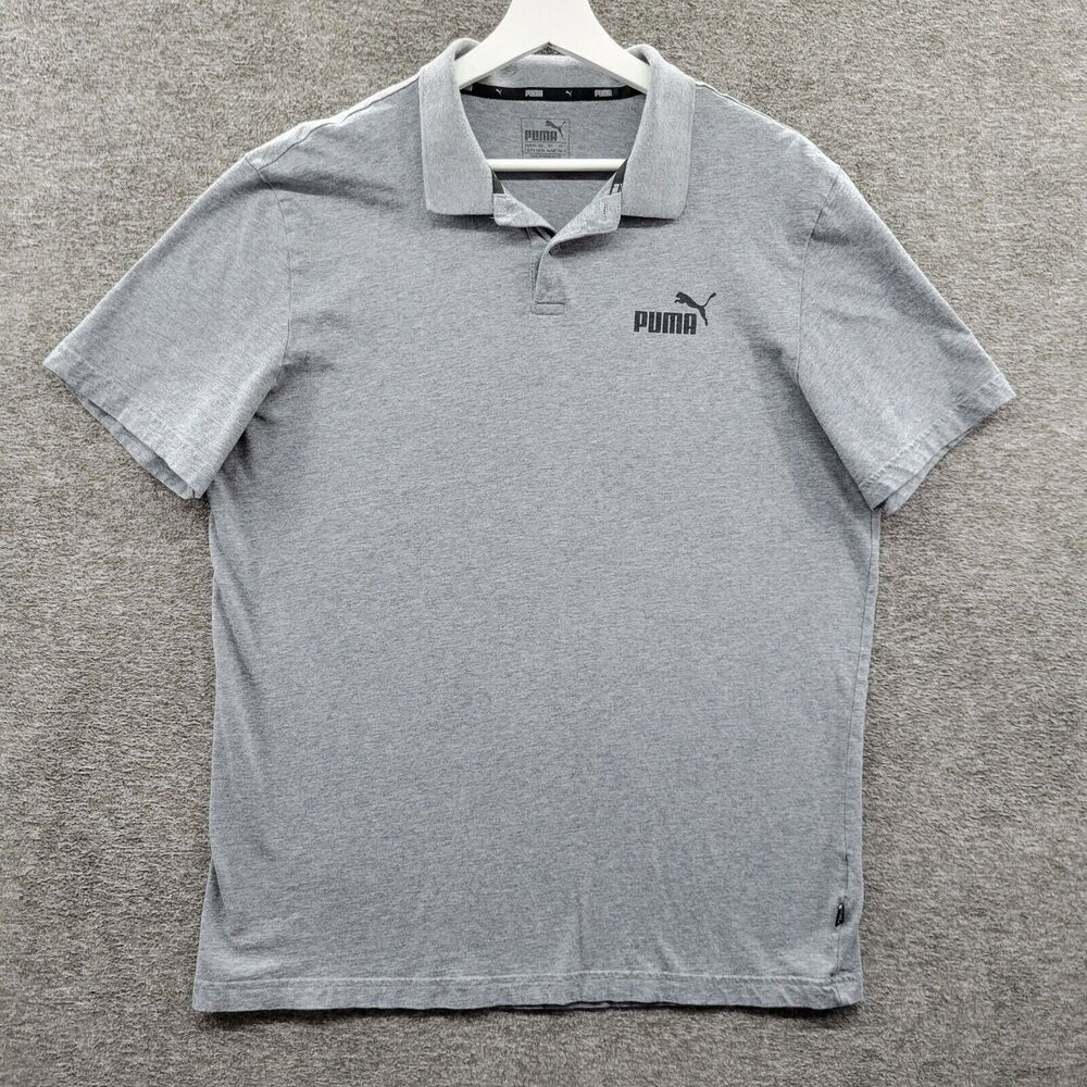 Puma Polo Shirt Men's XL Gray Short Sleeve Solid Logo Collar Casual - Picture 1 of 10